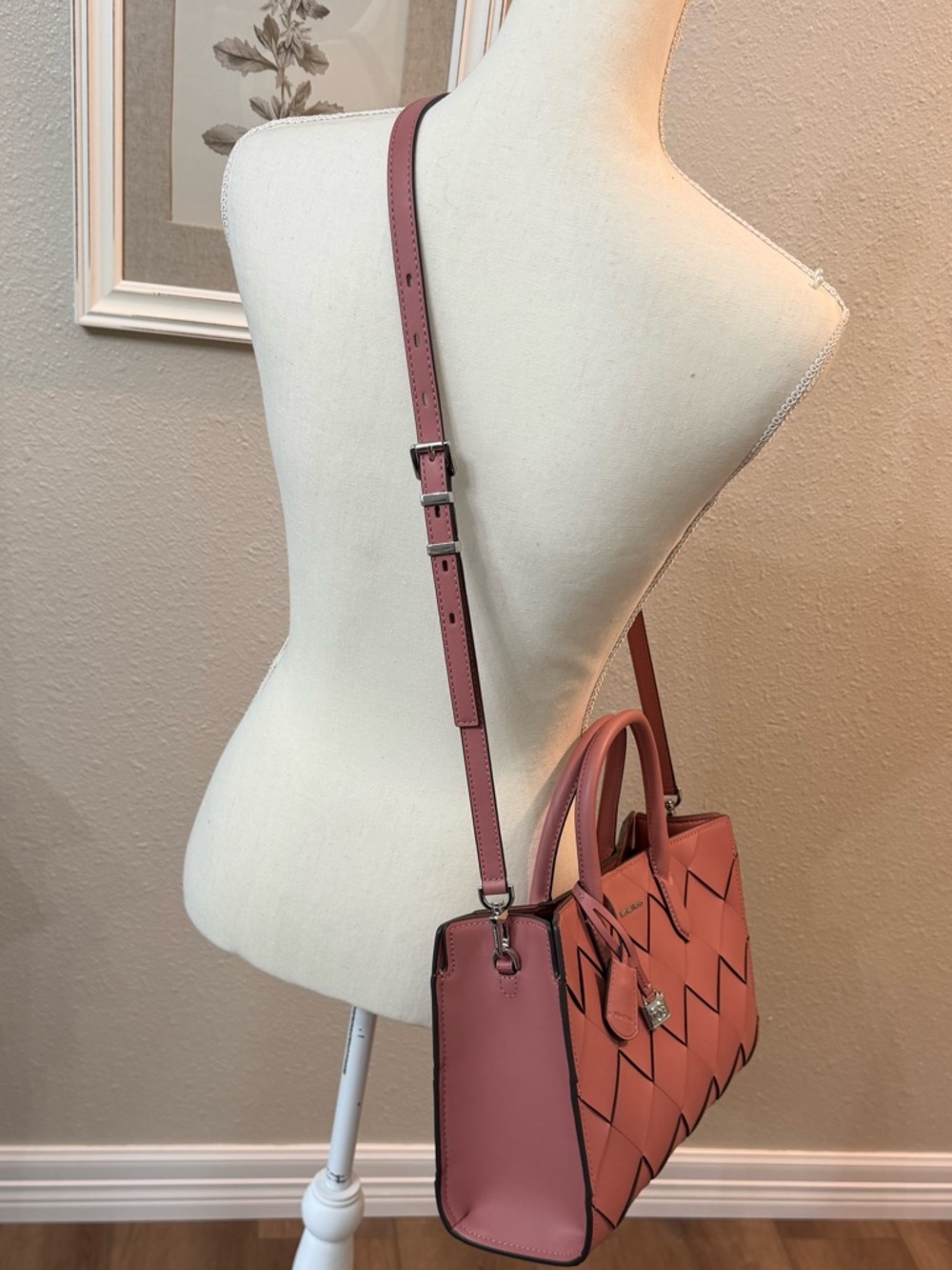 MICHAEL Michael Kors Scarlett Medium Woven Leather East West Satchel EUC - Picture 7 of 16